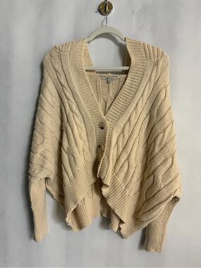 Cozy Casual Cream Cable Knit Oversized Cardigan Sweater S/M